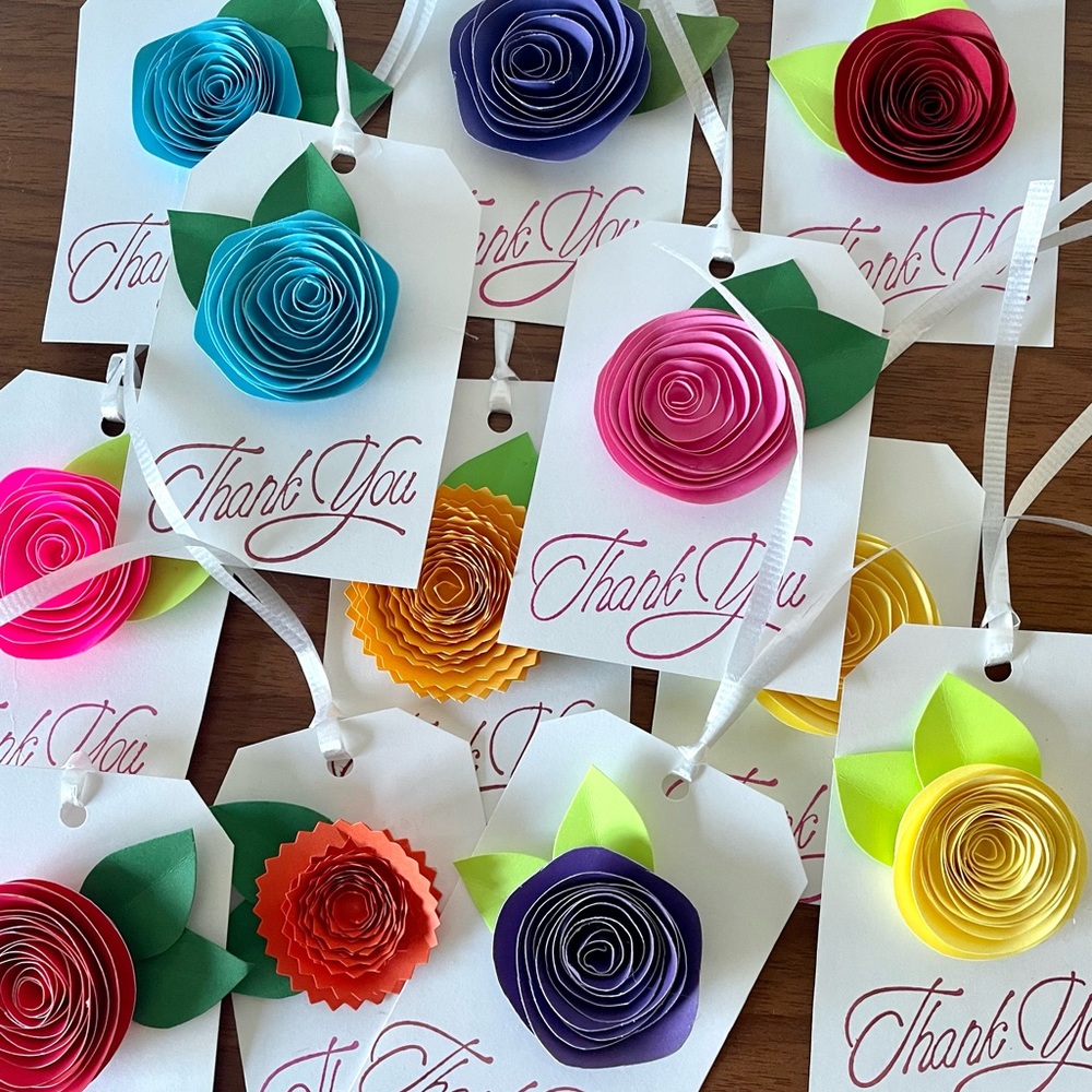 10 Handcrafted 3D Thank you tags